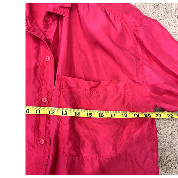Hot Pink Vintage Paul Duffier Button Front Blouse S - Picture 6 of 6